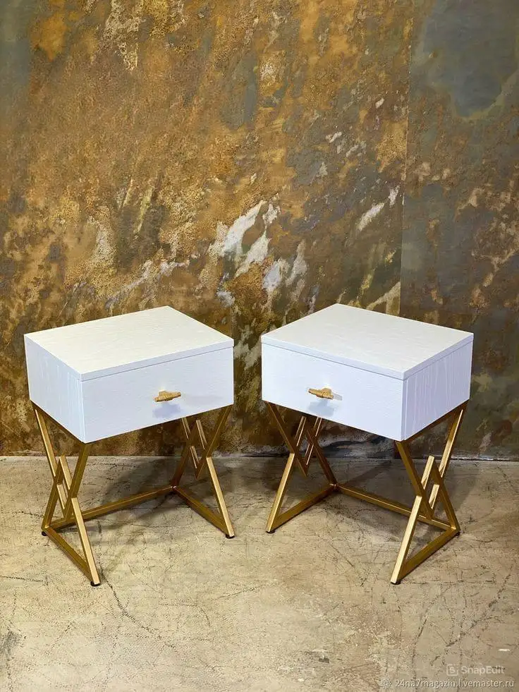 كومود مودرن مزود بدرج خشب كونتر طبيعي وستيل دهان الكتروستاتيك عالي الجودة MS-13111