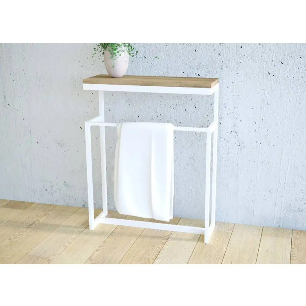 حامل فوط معدني ستيل دهان الكتروستاتيك مزود بسطح خشبي MS-8398