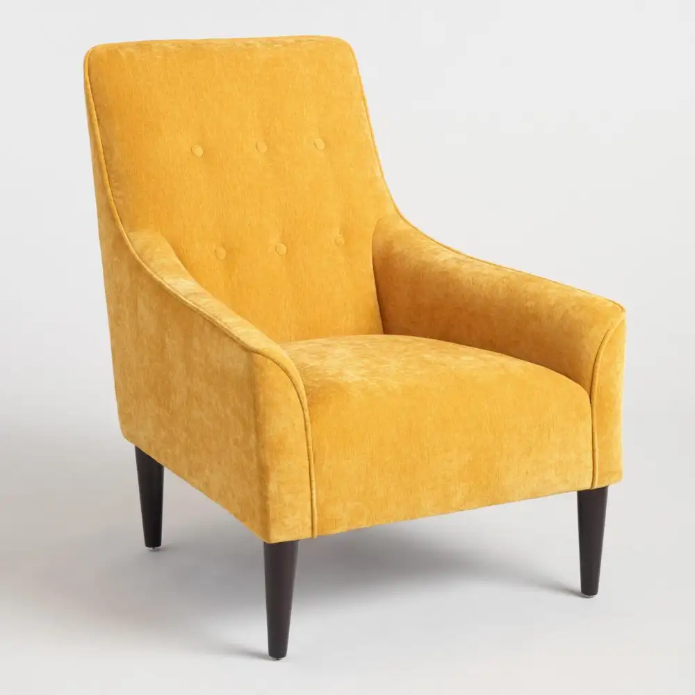 Modern capitone armchair, red beech wood, linen or velvet fabric MS-11115