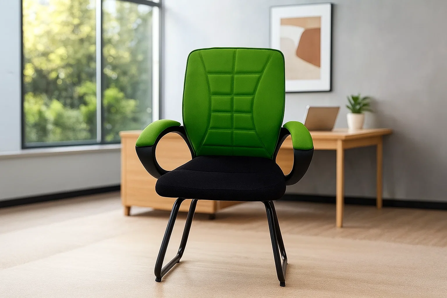 كرسي مكتب انتظار شبك طبي وجلد يرتكز على سي نيكل MS-9104