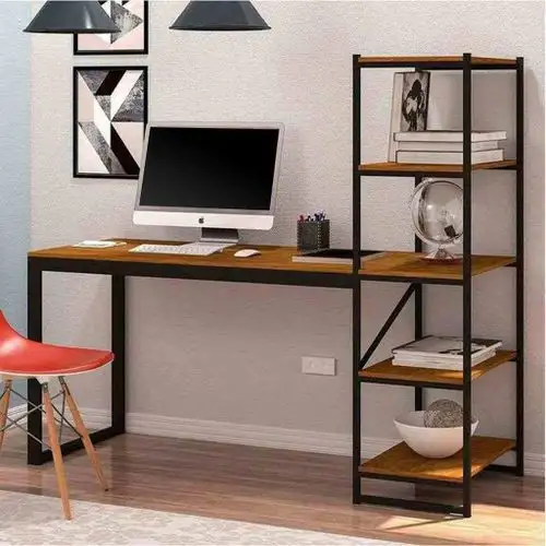 مكتب مذاكرة مزود بمكتبة جانبيه حديد دهان الكتروستاتيك MS-8017