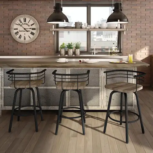 كرسي بار مودرن مصنوع من ستيل مطلي الكتروستاتيك و خشب عالي الجودة MS-11727