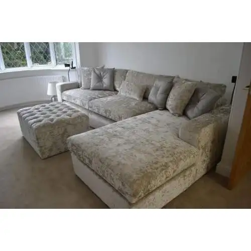 ركنة مودرن خشب زان أحمر وقماش كتان عالي الجودة MS-11177