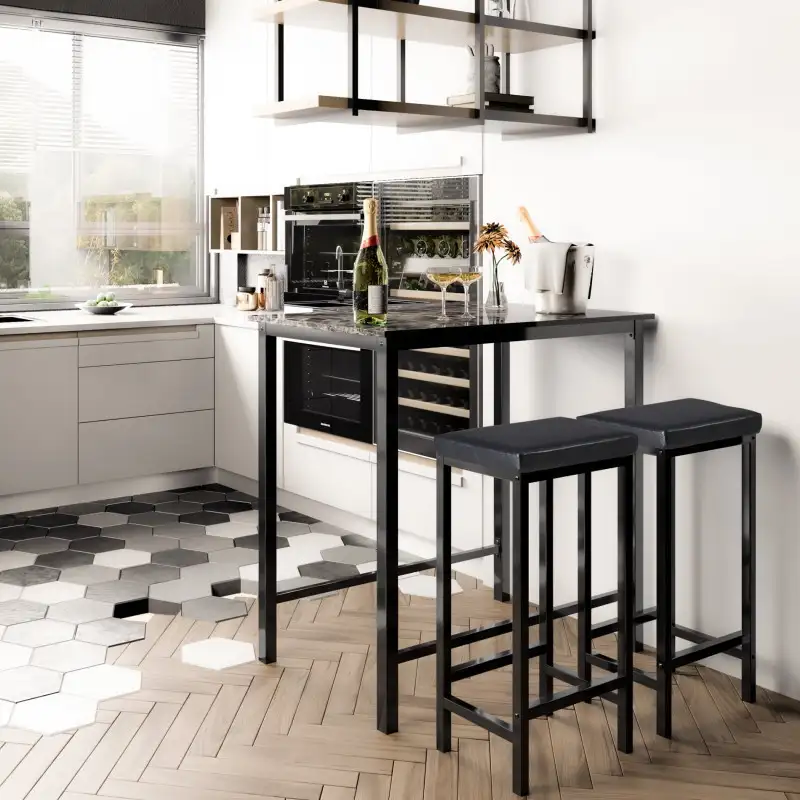 ترابيزة سفرة ستيل دهان الكتروستاتيك و خشب طبيعي MS-11741