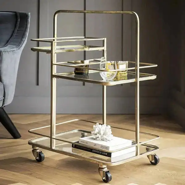 ترابيزة ضيافة تروللي حديد دهان الكتروستاتيك وزجاج MS-12820