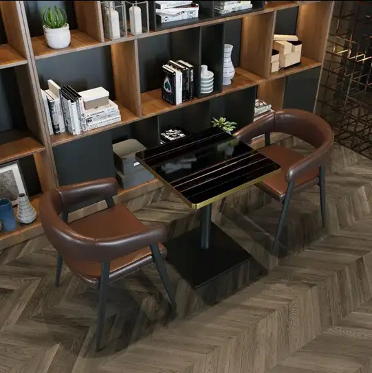 ترابيزة مطعم مميزة مع 2 كرسي جلد خشب طبيعي كونتر MS-8511