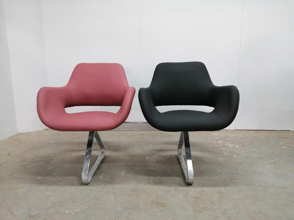 Office Reception Sofa 2-Seater Red Counter Wood MS-9867