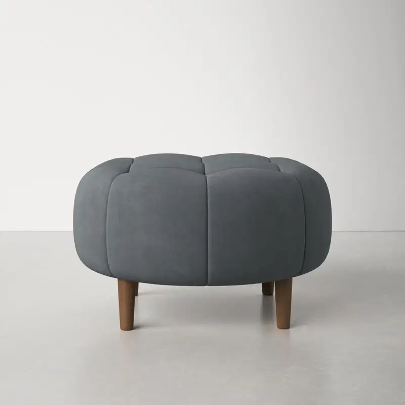 Modern Pouf Made of Wood and Velvet Fabric MS-12873
