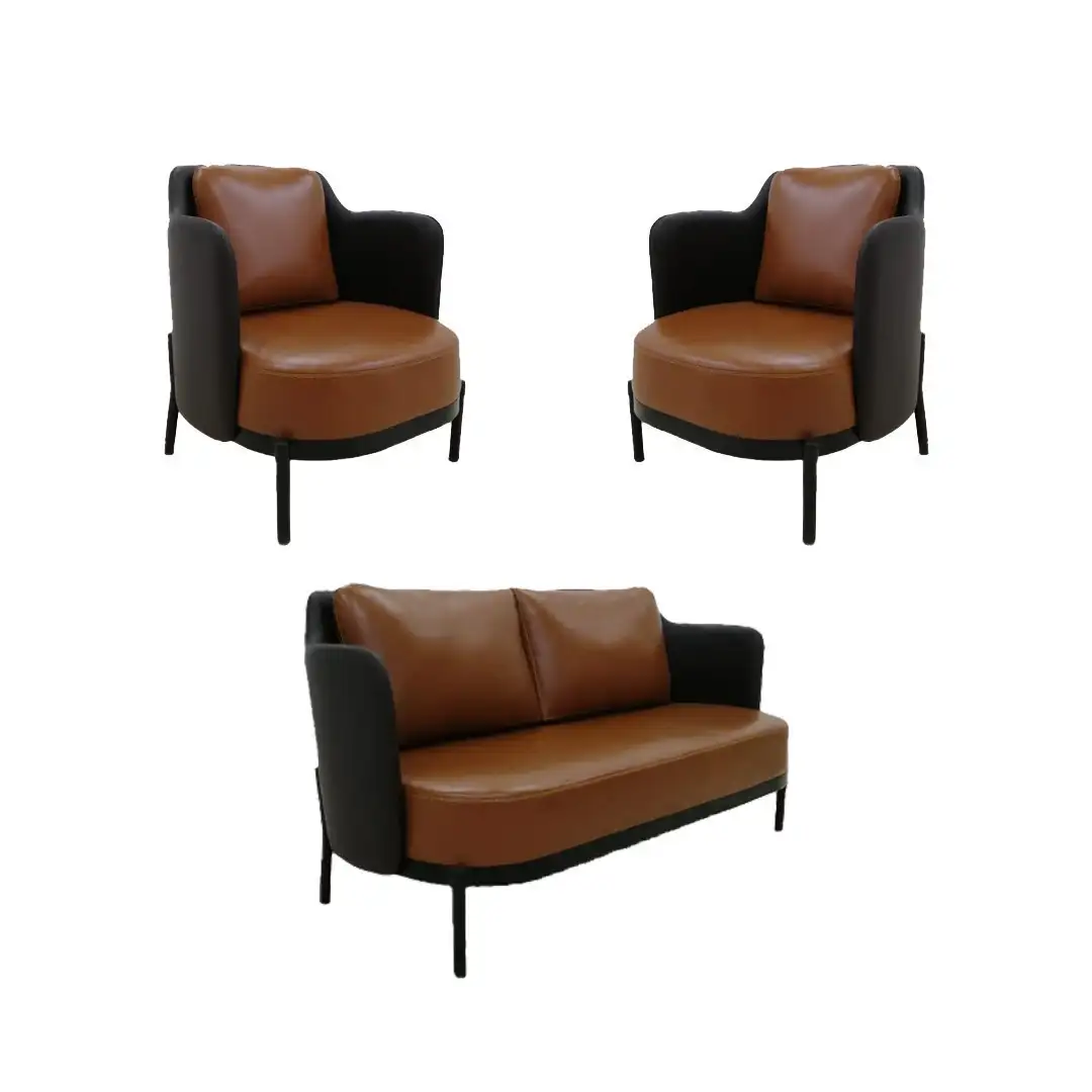 انتريه استقبال مكتبي كنبة 3 فرد وكرسي فوتيه خشب زان أحمر  MS-9809