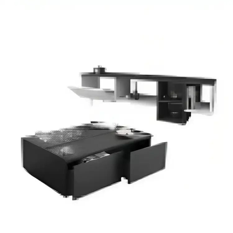 ترابيزة تلفزيون + ترابيزة وسط – أسود×أبيض خشب ام دي اف MS-10778