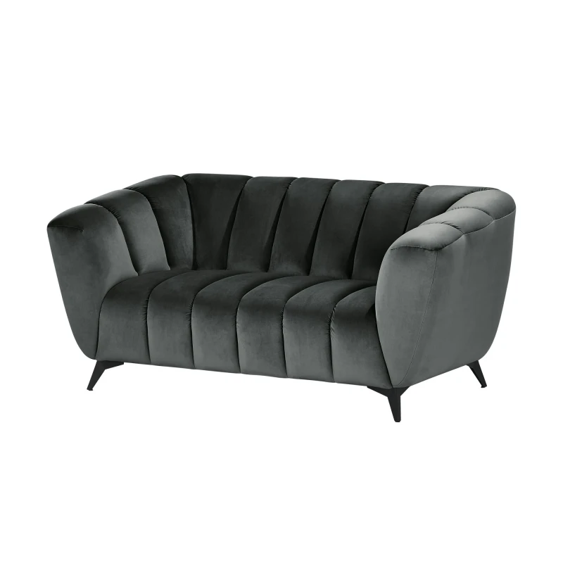 كنبة ثلاث مقاعد مودرن خشب زان أحمر وقماش كتان أو قطيفة MS-11156