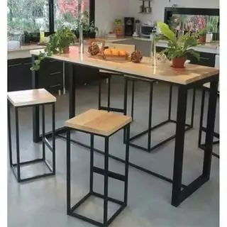 ترابيزة سفرة ستيل مدهون الكتروستاتيك و خشب MS-11763