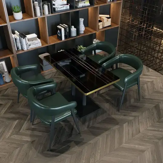 ترابيزة مطعم فاخرة بـ 4 كراسي جلد خشب طبيعي كونتر للمطاعم والفنادق MS-8510