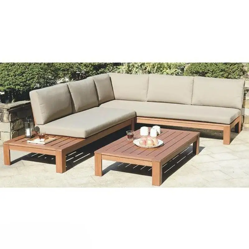 Outdoor corner and table made of red beech wood MS-10422