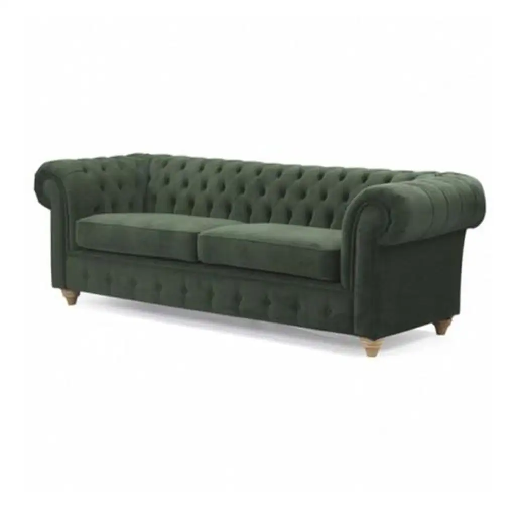 كنبة ثلاث مقاعد مودرن خشب زان أحمر وقماش كتان أو قطيفة MS-11197