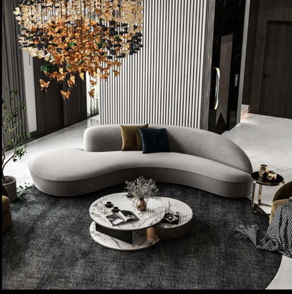 كنبة ركنة مودرن خشب زان طبيعي وقماش بوكليت (75×100×250 سم) MS-13385