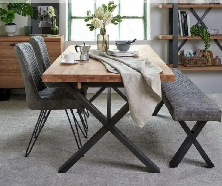 ترابيزة سفرة حديد دهان الكتروستاتيك و خشب طبيعي موسكي و قماش جلد مقلوب مستورد تركي MS-11788