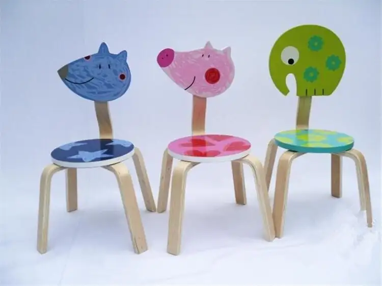كراسي أطفال عدد 3 كرسي خشب طبيعي MS-02521