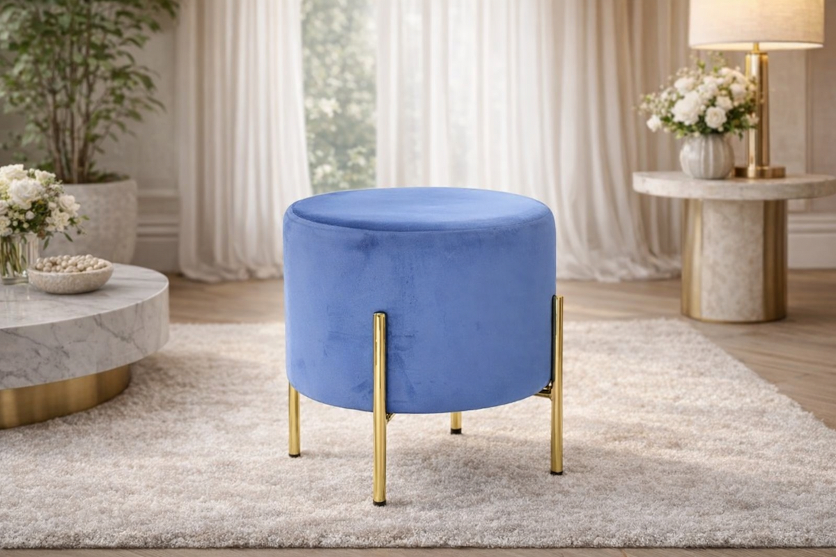 Modern pouf in linen or velvet fabric MS-10531