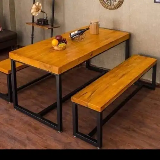 ترابيزة سفرة حديد دهان الكتروستاتيك و خشب طبيعي موسكي MS-11781