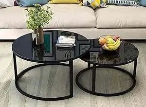 مجموعة 2 ترابيزة ديكور ستيل معالج وزجاج MS-11965