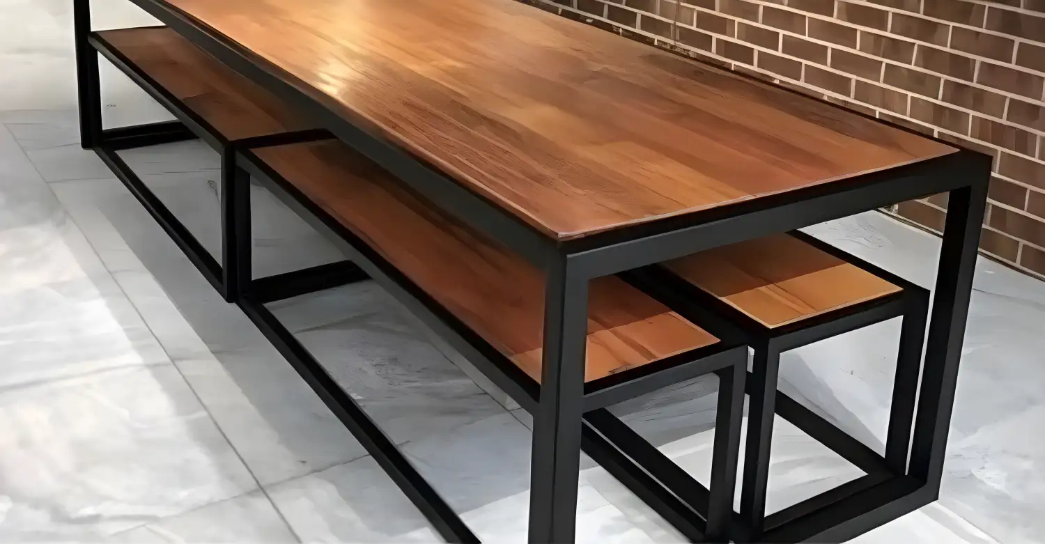 ترابيزة سفرة مودرن 4 بانكيت حديد دهان الكتروستاتيك و خشب كونتر MS-11680