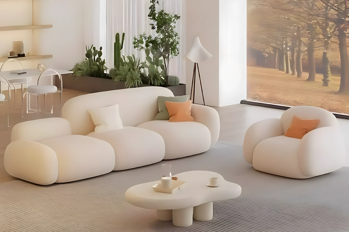 كنبة مع كرسي فوتية خشب طبيعي وقماش مستورد MS-13396