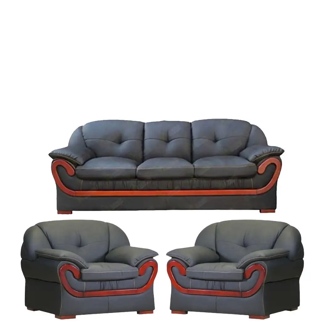 Office Reception Sofa 3-Seater and 2 Armchairs Red Beech Wood MS-9675