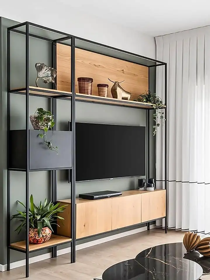 Modern TV unit steel electrostatic painted & MDF MS-11834