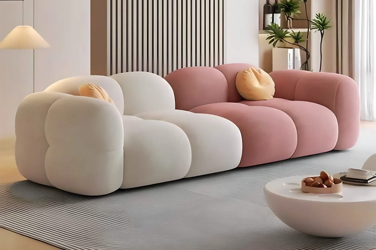 كنبة خشب طبيعي و قماش مستورد (210×85×70 سم) MS-13403