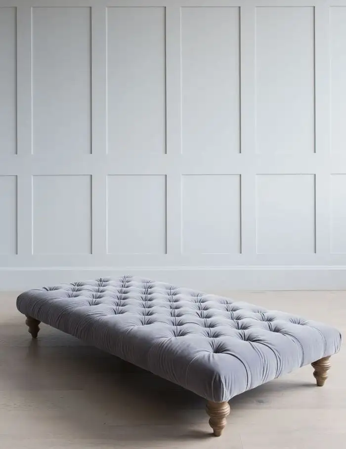 Capitone modern bench red oak wood and cotton or velvet fabric MS-12552