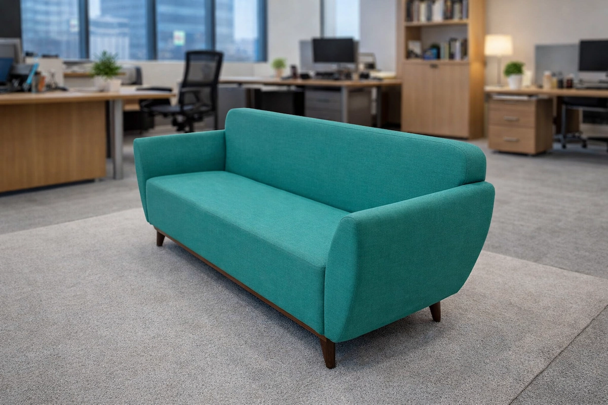 Office Reception Sofa 3-Seater Red Beech Wood MS-9754