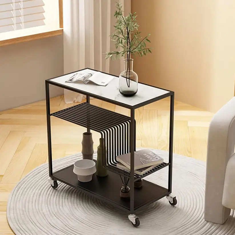 ترابيزة ضيافة تروللي حديد دهان الكتروستاتيك وزجاج MS-12823