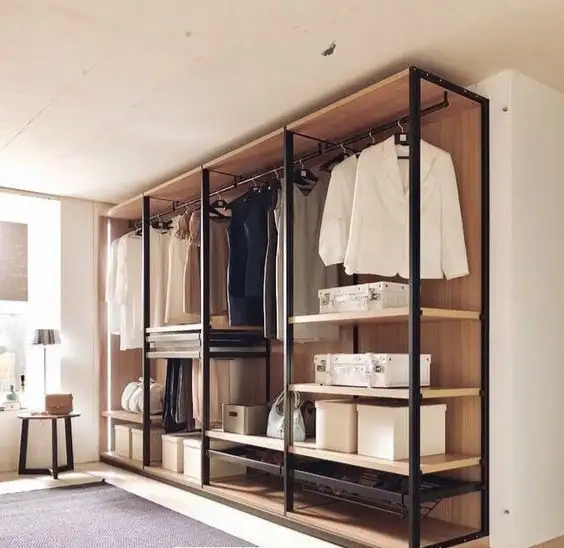 دريسنج روم مصنوع من ستيل معالج دهان الكتروستاتيك و خشب كونتر طبيعي عالي الجودة MS-11640