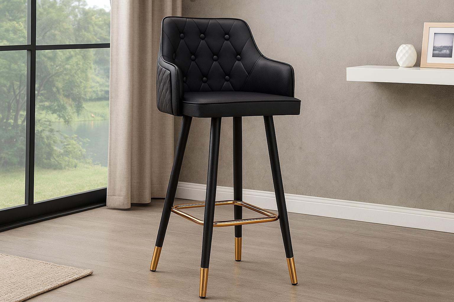 Bar chair made of plywood wood with imported velvet fabric MS-8904