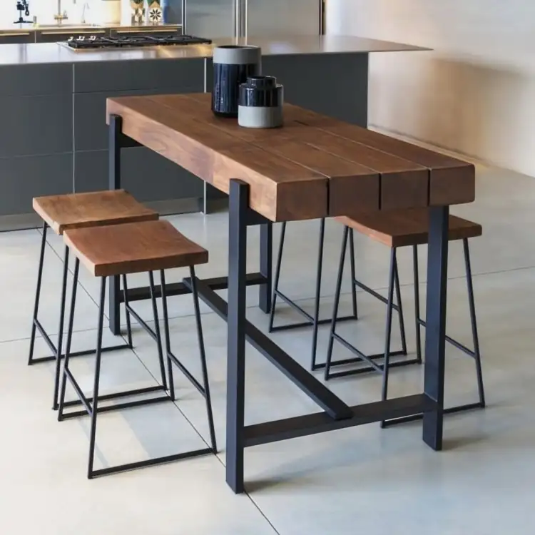 ترابيزة سفرة ستيل مدهون الكتروستاتيك و خشب MS-11767