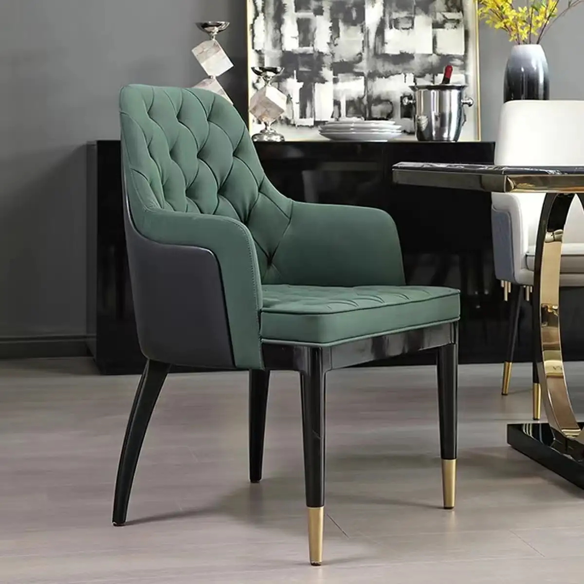 كرسي سفرة مودرن خشب كونتر طبقات و قماش كتان مستورد MS-8551