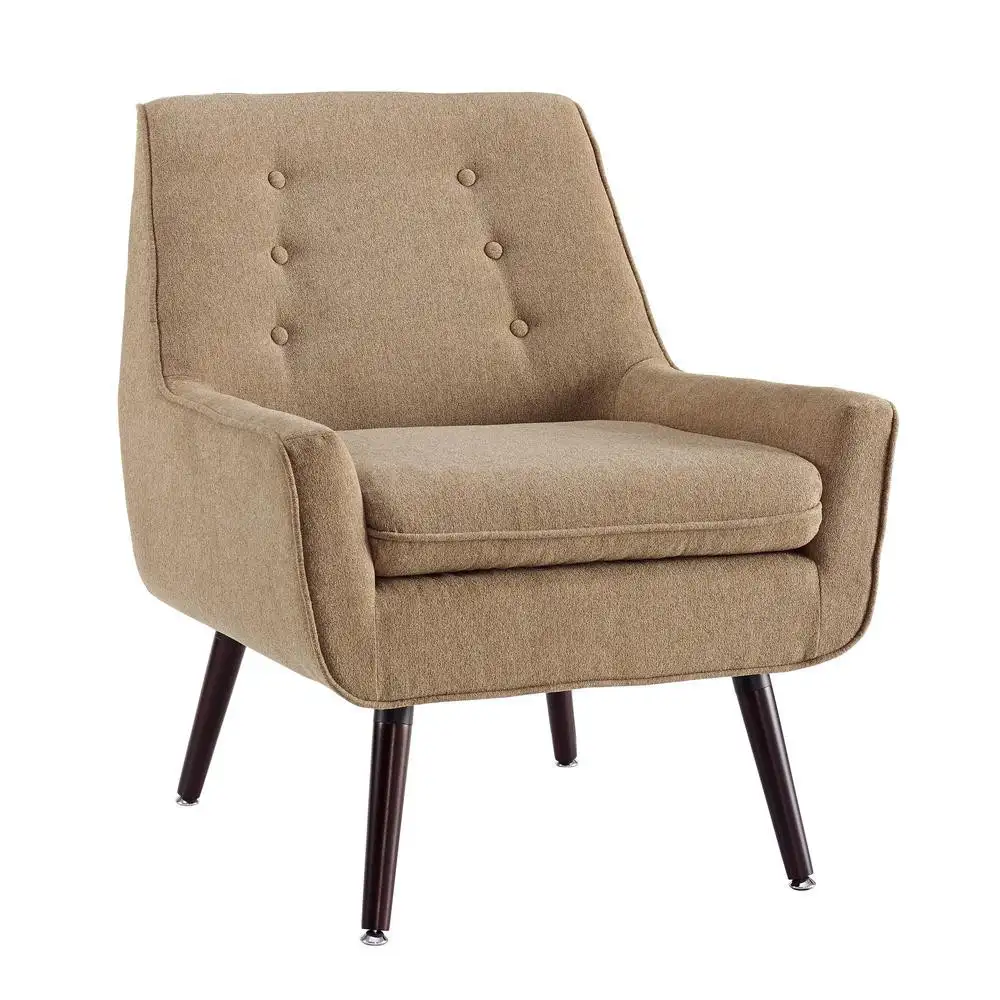 Modern capitone armchair, red beech wood, linen or velvet fabric MS-11070