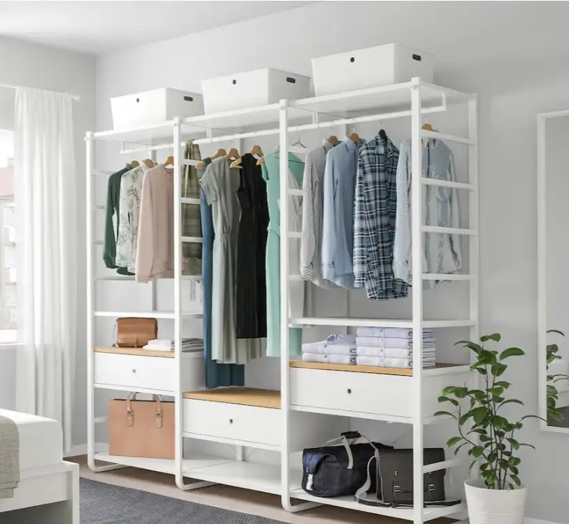 Dressing room made of electrostatically treated metal and natural counter wood, high quality MS-11615
