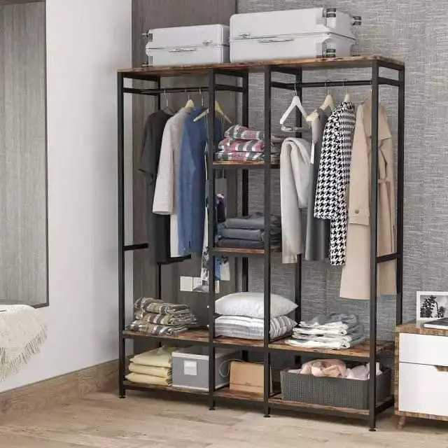 Modern dressing room made of high-quality iron with natural counter wood MS-9584