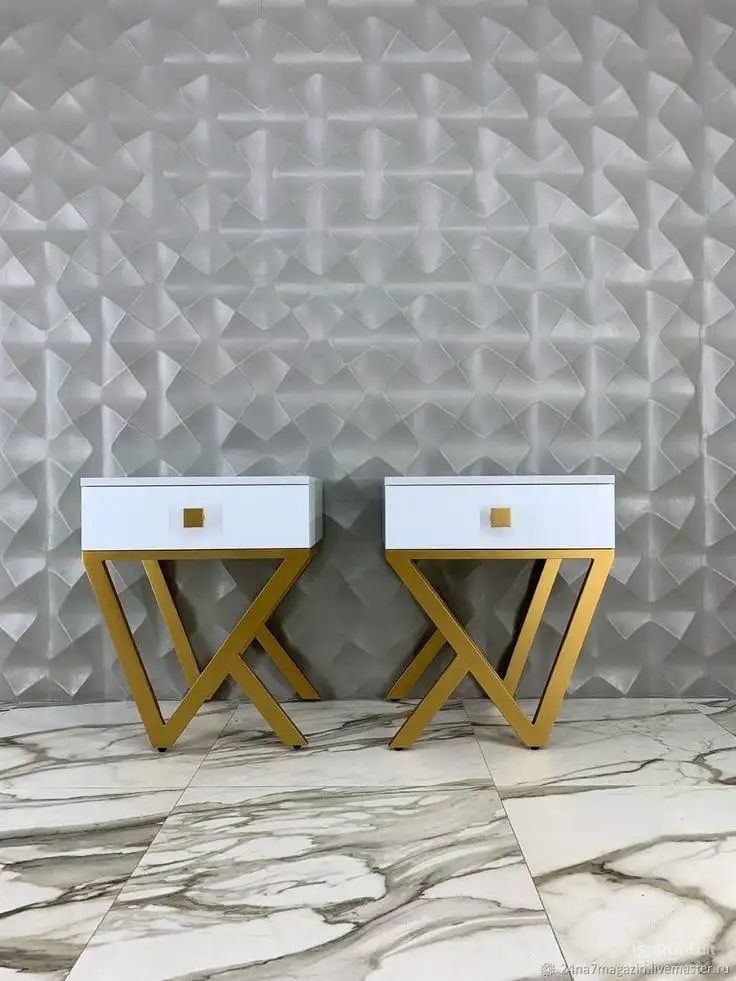 كومود مودرن مزود بدرج خشب كونتر طبيعي وستيل دهان الكتروستاتيك عالي الجودة MS-13114