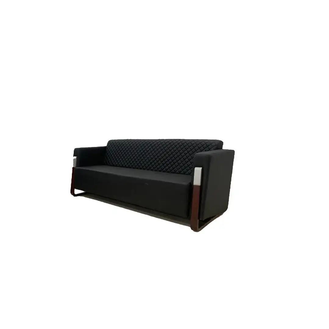 Office Reception Sofa 3-Seater Black Red Beech Wood MS-9672