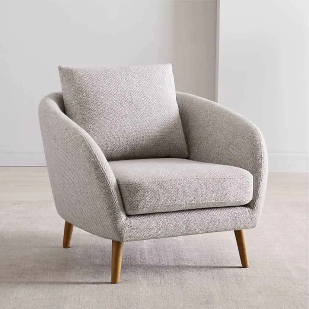 Modern capitone armchair, red beech wood, linen or velvet fabric MS-11066