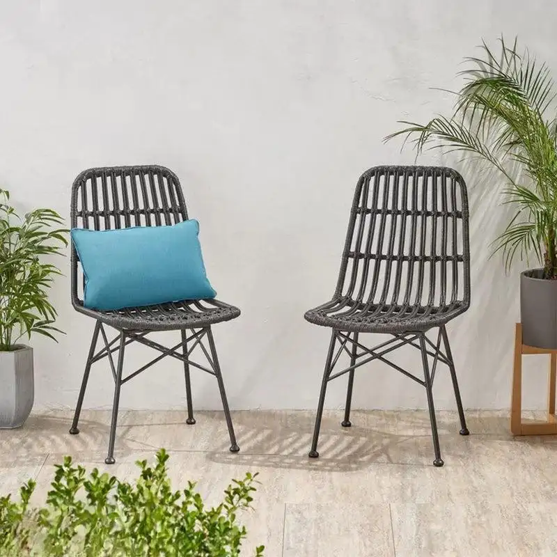 طقم 2 كرسي معدن دهان إلكتروستاتيك مجدول برتان MS-10310