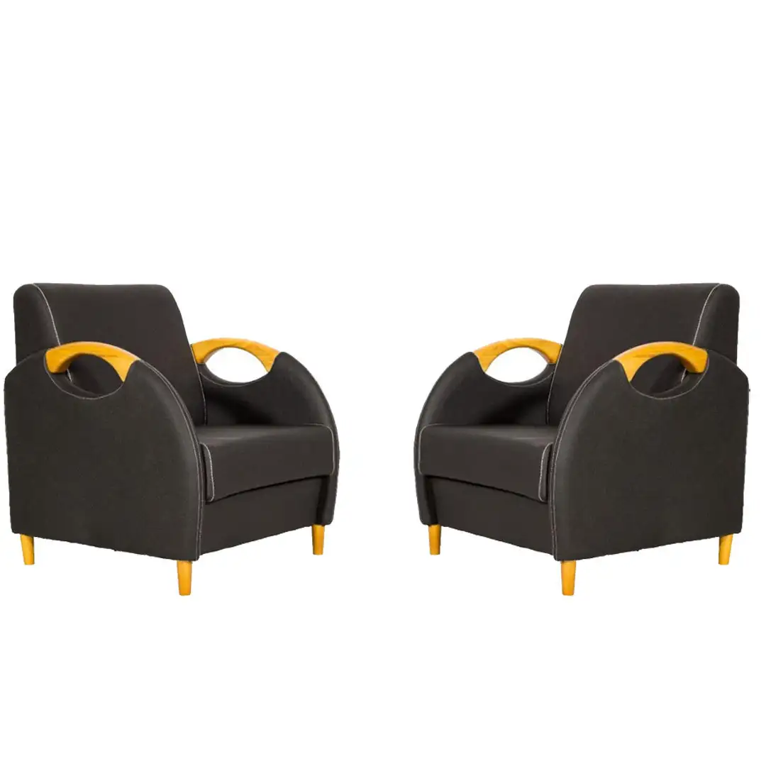 Office Reception Armchair Yellow Red Beech Wood MS-9666