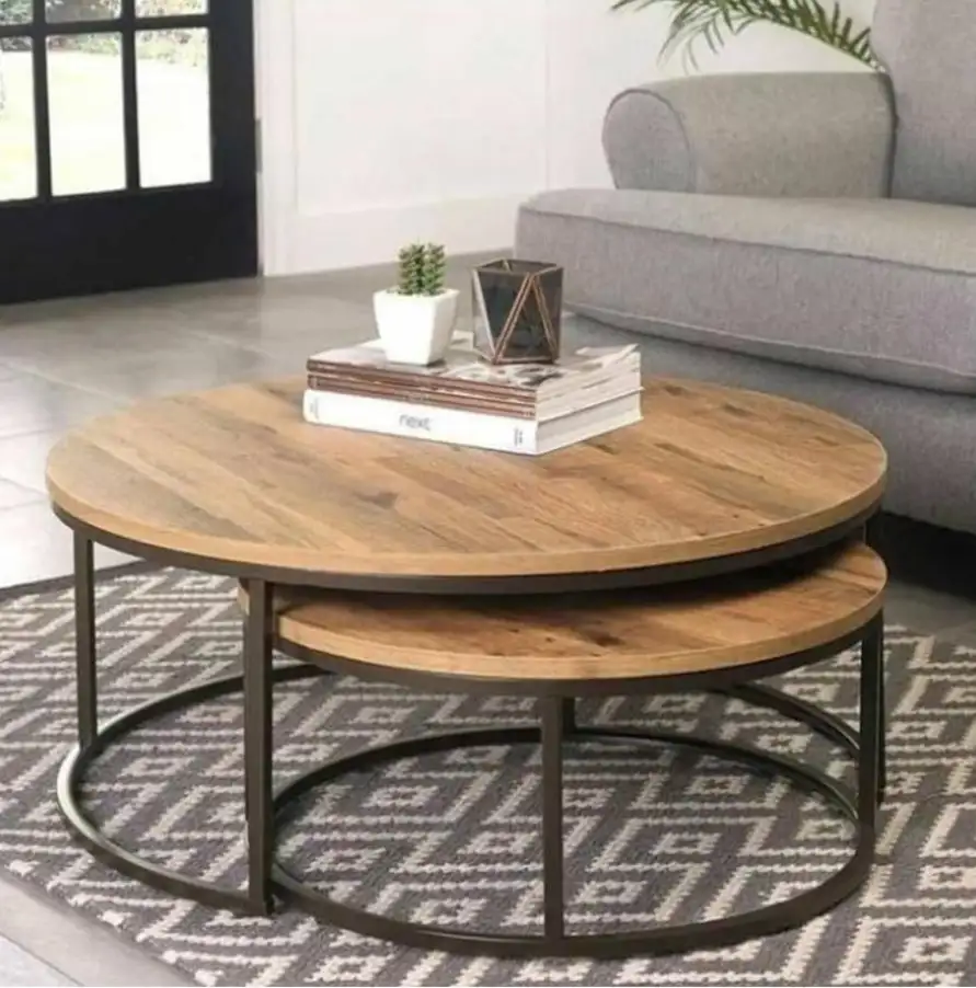 ترابيزة ضيافة 2 قطعة متداخلة مودرن ستيل معالج دهان الكتروستاتيك وخشب MDF MS-11966