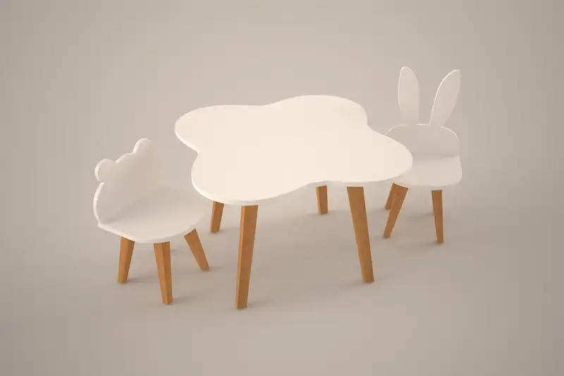 ترابيزة و 2 كرسي اطفال للحضانات - الوان متتعددة مدهون بطبقة من البوليستر MS-02519