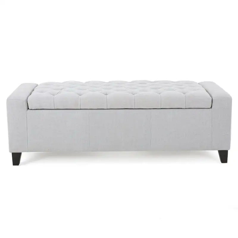 Capitone modern bench with sled MDF wood and cotton fabric MS-12543