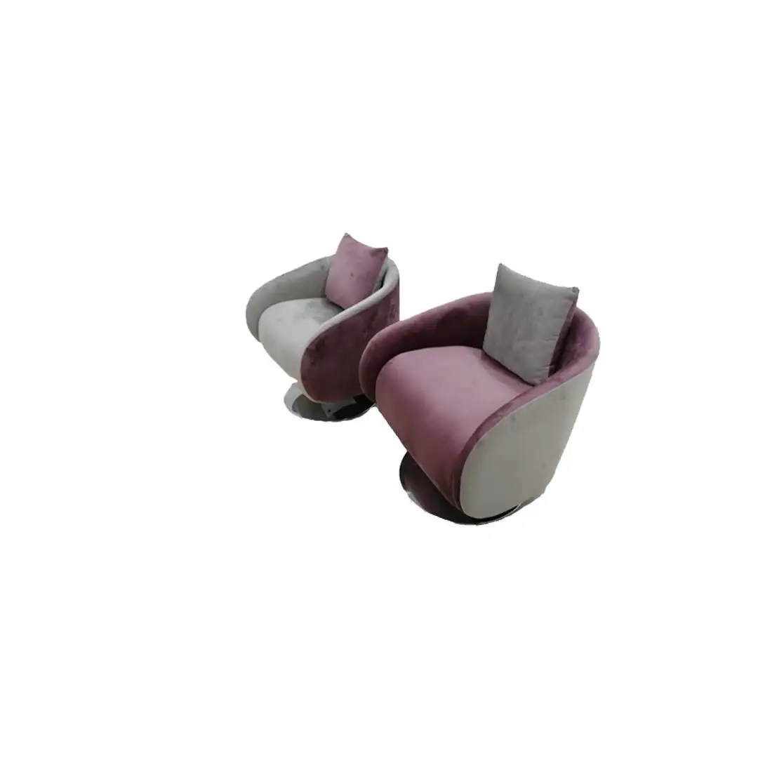 Modern Swivel Armchair Red Beech Wood with Imported Leather MS-9847