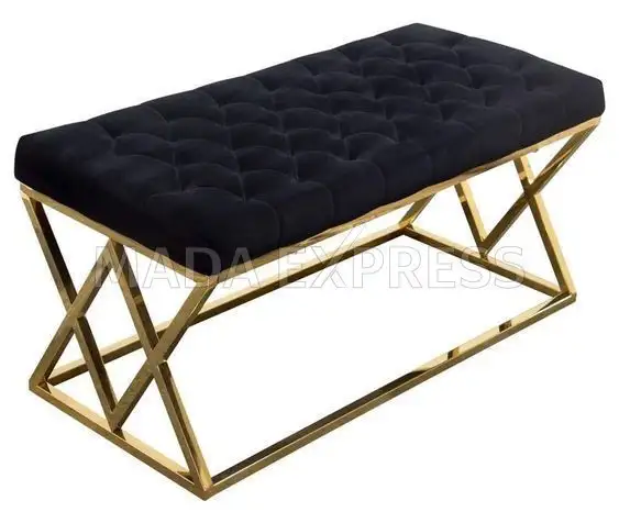 Capitone bench stainless steel and cotton fabric MS-7381